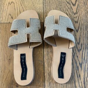 Seven7 Women's Beige Embellished Sandals